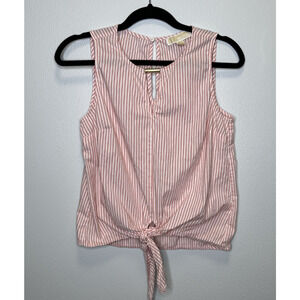 Michael Kors Women's Sleeveless Tank Top Orange Stripe Size S Cotton Tie Front